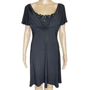 Jessica Howard Evenings Black Beaded Empire Midi Size 14